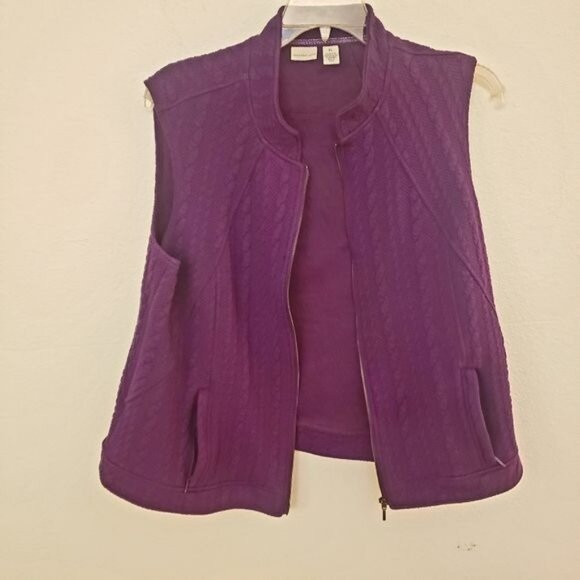 Westbound Cotton Blend Cable Knit Patterned Zip Front Vest Sz XL EUC - Picture 1 of 10